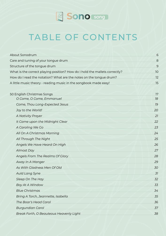 Tongue Drum Music Book - 50 Christmas Songs - For all tongue drums in C major with 8 / 11 / 13 / 14 / 15 tongues - PDF for download2